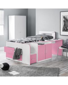 Cookie Wooden Cabin Bunk Bed In Pink