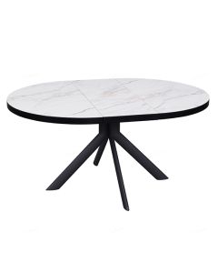 Danello Extending Ceramic Dining Table In White And Sunset Cloud Vein