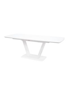 Logato Large Glass Top Extending Dining Table In Matt White