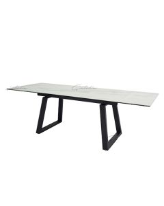 Dante Extending Ceramic Dining Table In White High Gloss