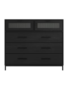 Edison Wooden Chest Of 5 Drawers In Matte Black And Reeded