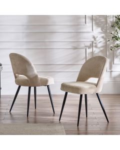 Ella Calico Fabric Dining Chairs In Pair