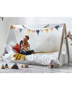 Festival Wooden Tent Bed In Pale Wood And White