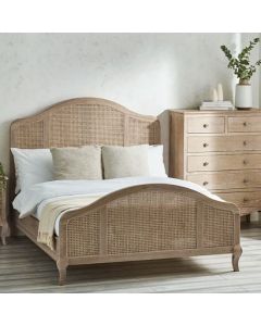 Fleur Wooden Rattan Double Bed In Light Oak