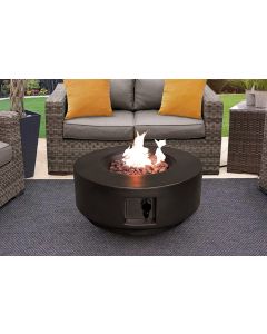 Fusion Garden And Patio Gas Fire Pit In Black Eco-Stone