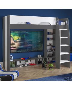 Galaxy Wooden Gaming Bunk Bed In Charcoal And White