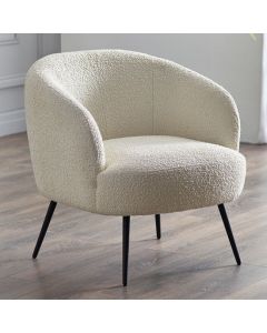 Gigi Boucle Fabric Accent Chair In Ivory