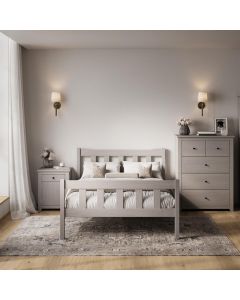 Havana Wooden King Size Bed In Grey