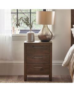 Heritage Wooden Bedside Cabinet With 3 Drawers In Reclaimed Pine