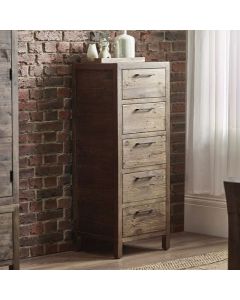 Heritage Narrow Wooden Chest Of 5 Drawers In Reclaimed Pine