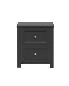 Ives Wooden Bedside Cabinet With 2 Drawers In Black