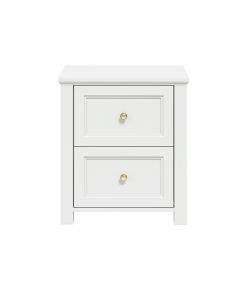 Ives Wooden Bedside Cabinet With 2 Drawers In White