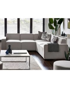 Lago Linen Fabric Combination Corner Sofa In Grey