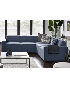 Lago Linen Fabric Combination Corner Sofa In Blue