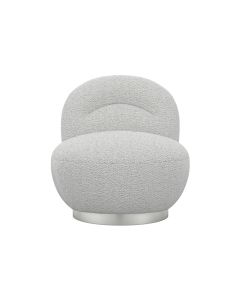 Langham Swivel Boucle Fabric Accent Chair In Cloud Grey