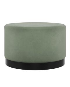 Lara Large Velvet Pouffe Sage In Sage With Matte Black Base