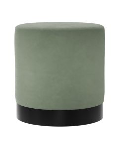 Lara Small Velvet Pouffe Sage In Sage With Matte Black Base