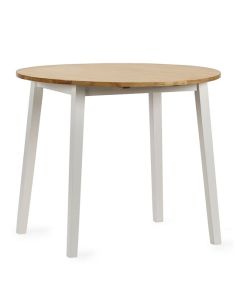 Linwood Wooden Round Drop Leaf Dining Table In Natural And White