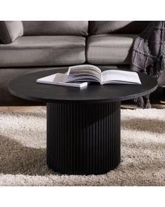 Louis Round Wooden Fluted Coffee Table In Black Ash