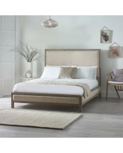 Lucie Wooden King Size Bed In Ivory And Limed Oak