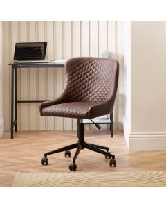 Luxe Faux Leather Home And Office Chair In Brown