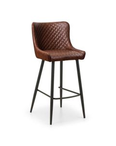 Luxe Faux Leather Bar Stool In Brown