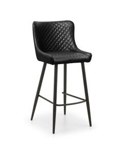 Luxe Faux Leather Bar Stool In Black