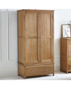 Mallory Wooden Combination Wardrobe With 2 Doors 1 Drawer In Oak