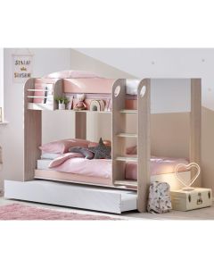 Mars Wooden Bunk Bed With Underbed In Pastel Pink