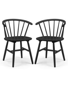 Modena Curved Back Black Wooden Dining Chairs In Pair