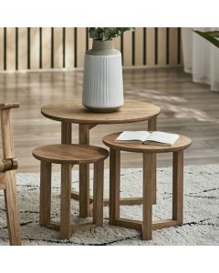 Nidri Wooden Nest Of 2 Tables In Solid Oak