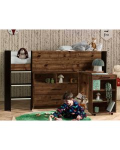 Otis Wooden Midsleeper Bunk Bed In Urban Rustic And Black