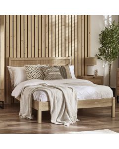 Padstow Wooden Rattan Double Bed In Oak