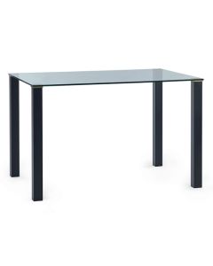 Piero Rectangular Clear Glass Dining Table With Metal Legs