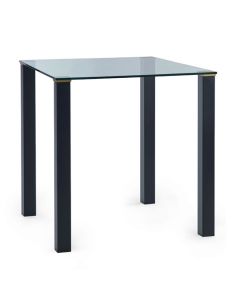 Piero Square Clear Glass Dining Table With Metal Legs