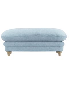 Plumpton Weave Fabric Footstool In Duck Egg Blue