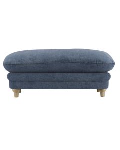 Plumpton Weave Fabric Footstool In Denim Blue