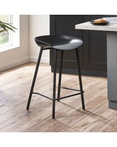 Renzo Plastic Bar Stool In Black With Metal Legs