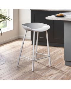 Renzo Plastic Bar Stool In Grey With Metal Legs