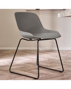 Rocco Plastic Dining Chair In Light Grey