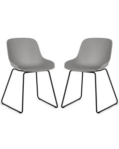 Rocco Light Grey Plastic Dining Chairs In Pair