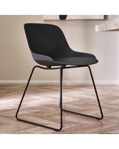 Rocco Plastic Dining Chair In Dark Grey