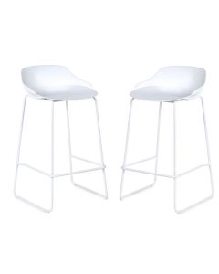 Rocco White Plastic Bar Stools In Pair