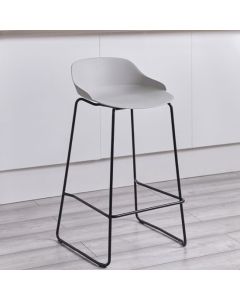 Rocco Plastic Bar Stool In Light Grey