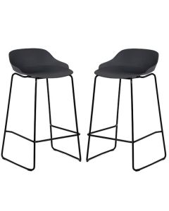 Rocco Dark Grey Plastic Bar Stools In Pair