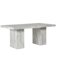 Rome Wooden Dining Table In White Marble Effect