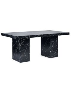 Rome Wooden Dining Table In Black Marble Effect