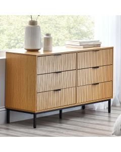 Sia Wide Wooden Chest Of 6 Drawers In Oak