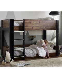 Solomon Wooden Bunk Bed In Rustic And Black