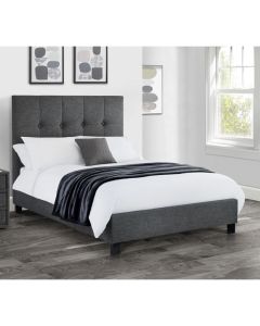 Sorrento Linen Fabric High Headboard Super King Size Bed In Slate Grey